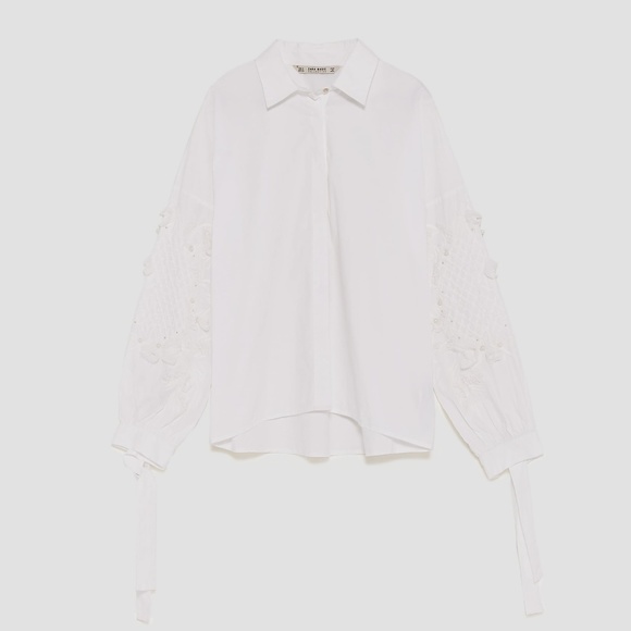 Chemise ZARA Femme Printemps-été 2017 – Popeline Bleu Et Blanc – Taille M – Occasion Très Bon état
